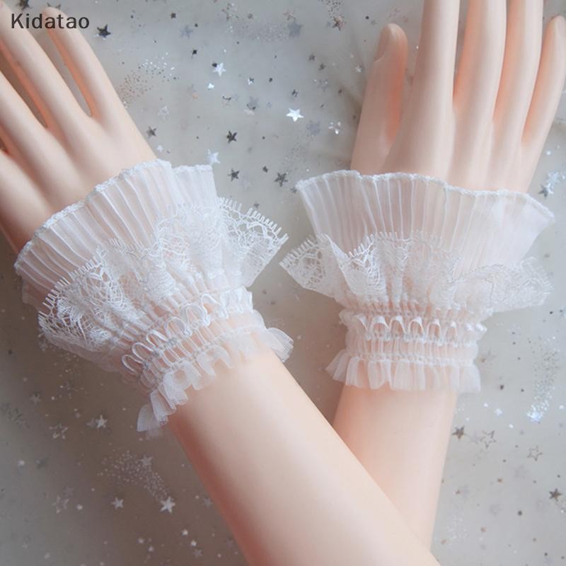 Kidatao 1 คู่เล็บภาพลูกไม้ตกแต่ง Cuff Double-Layer ตาข่ายฮอร์นแขนเล็บแสดงวางตัวแขน DIY Shoog พื้นหลัง Prop ใหม่
