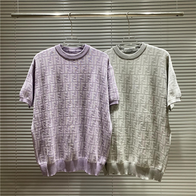 แฟชั่น เฟน01 เสื้อยืดถักผู้ชายและผู้หญิงขนาดบวก เต็มไปด้วยสีอ่อนคู่ ฉ ลําลองแขนสั้นด้านบน