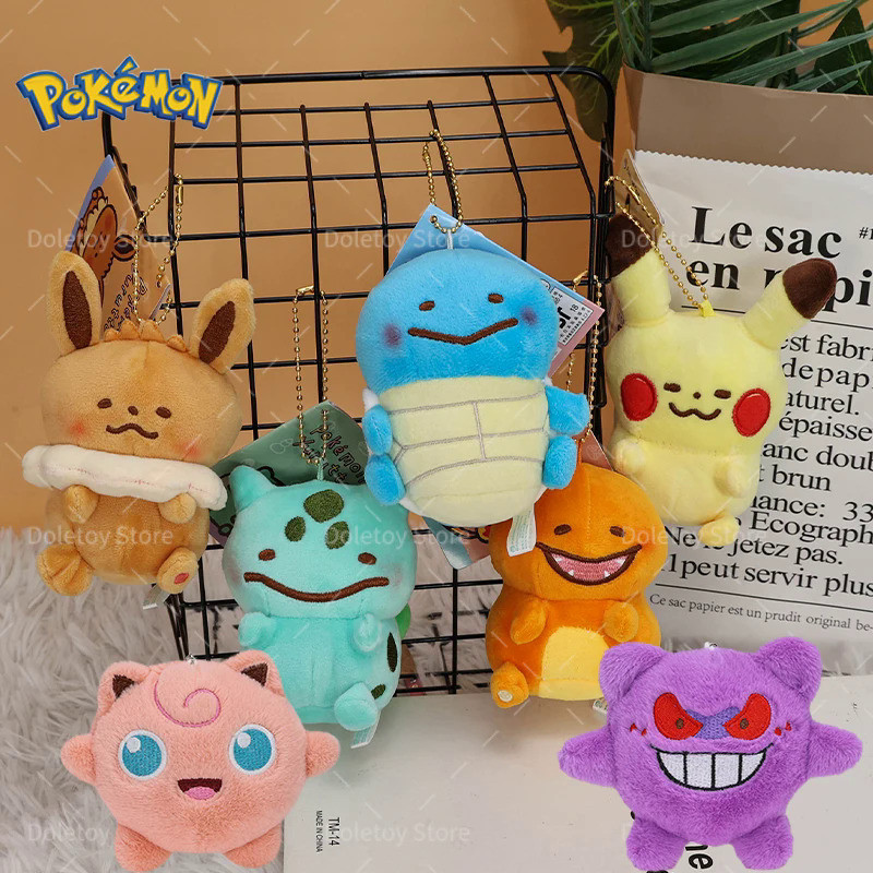 Pokemon Plush Keychain Cartoon Toys Pikachu Eevee Squirtle Jigglypuff Doll Kawai Backpack Pendant Ki
