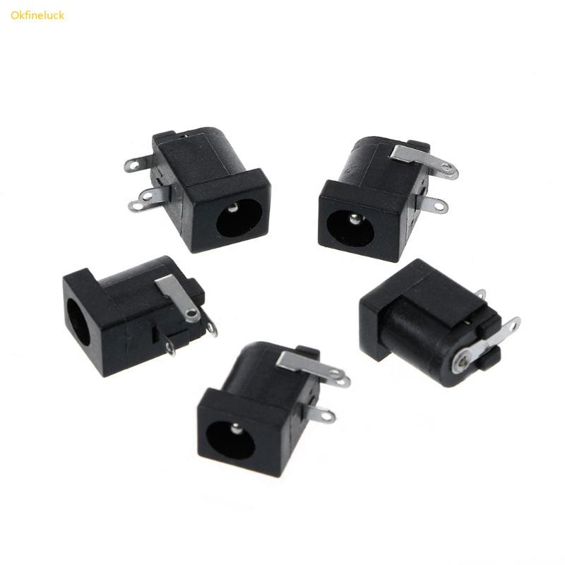 Okfi 5 ชิ้น DC-005 สีดําสําหรับ DC Power Jack Socket Connector 5 5x2 1 มิลลิเมตร Barrel-Type PCB