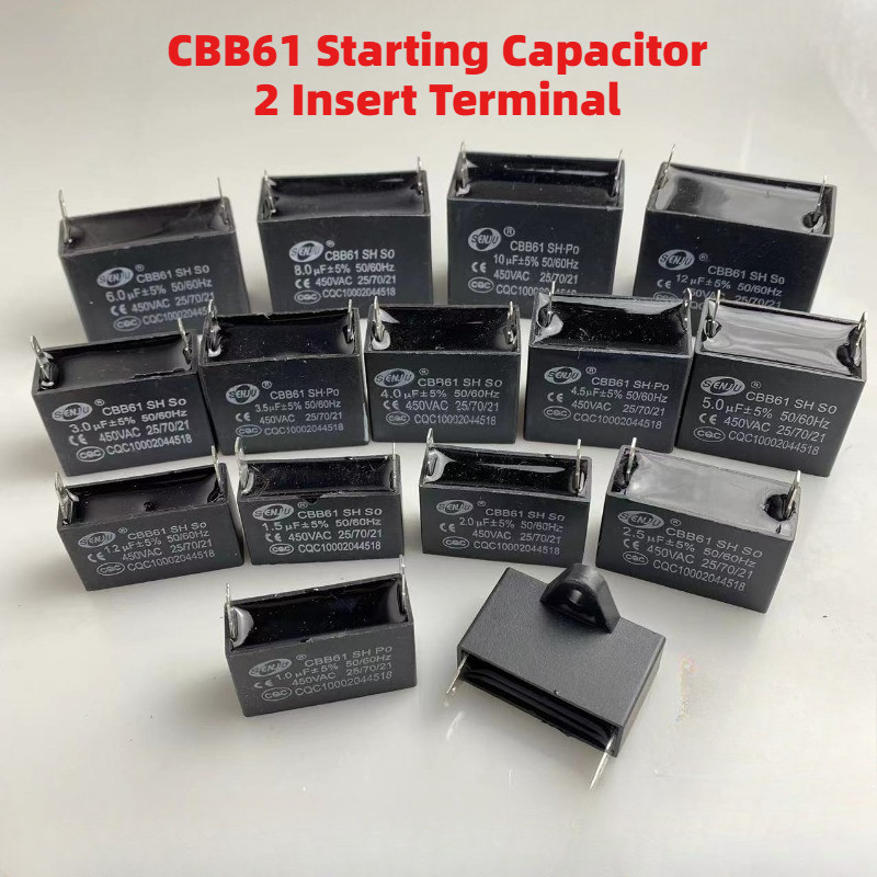 Cbb61 เครื่องปรับอากาศตัวเก็บประจุพัดลมเริ่มต้นตัวเก็บประจุ 450VAC 50/60HZ 1UF 1.2UF 1.5UF 2U 2UF 2.5UF 3U 3UF 3.5U 3.5UF 4U 4UF 4.5UF 5.0UF 6.0UF 8.0UF 10UF 12UF 450V