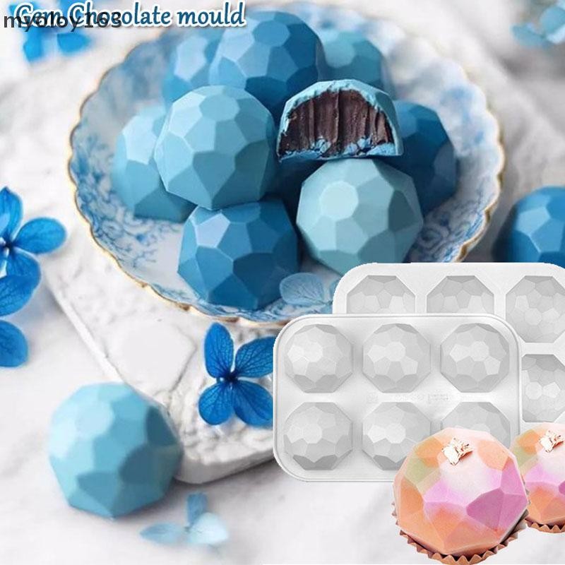 Myoloy แม่พิมพ์ซิลิโคนช็อคโกแลตออกแบบอัญมณี 3 มิติ DIY Mousse Moulds Handmade TH