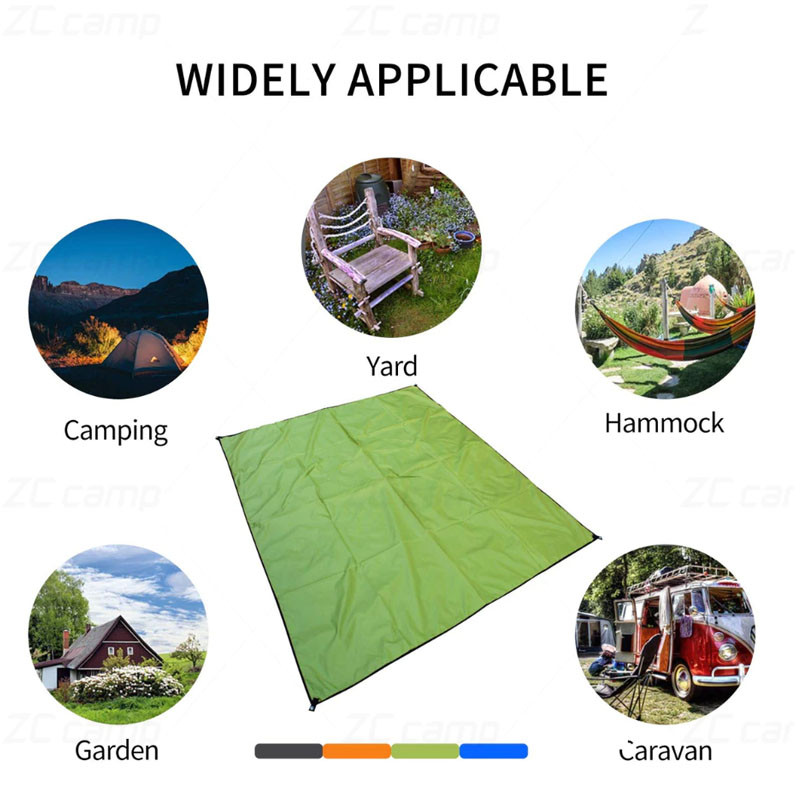 แผ่นปูรองเต็นท์กันน้ำ ผ้าอ็อกซ์ฟอร์ด 210D ทนทาน กันคราบ-ป้องกันความชื้น พับเก็บง่าย พรมกันน้ำสำหรับตั้งแคมป์ - รูปที่ 2