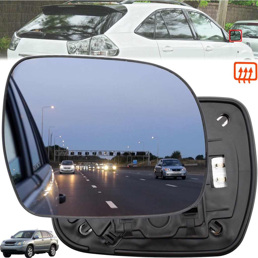 Lexus RX300 RX350 RX400H Toyota Hilux ขวาซ้ายกระจกมองข้างกระจกอุ่นรถกระจกมองหลังอัตโนมัติ HD พร้อมแผ่นกระจกมองหลัง