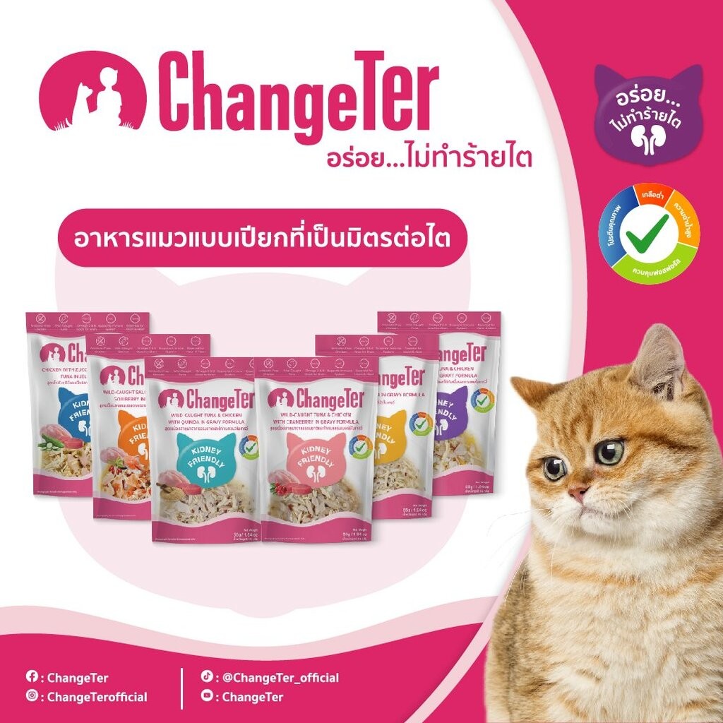 ChangeTer เชนจ์เตอร์ อาหารแมวแบบเปียก ChangeTer ไม่ทำร้ายไต 55gx48 ซอง ยกลัง ราคา ถูกที่สุด ดีลบีเคเค แกลเลอรีภาพที่ 3