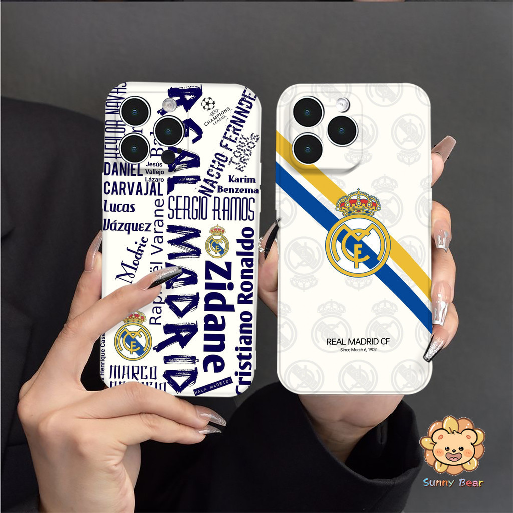 เคสโทรศัพท์iPhone 16 Pro Maxเรอัล มาดริด CFซิลิโคนเหลวโทรศัพท์มือถือกรณีfull-bodyป้องกันกันกระแทกtpuยางนุ่มสําหรับiphone 16 Pro Max 7plus 11 14 15 12 13 Pro Max 7 8 Plus XR XS