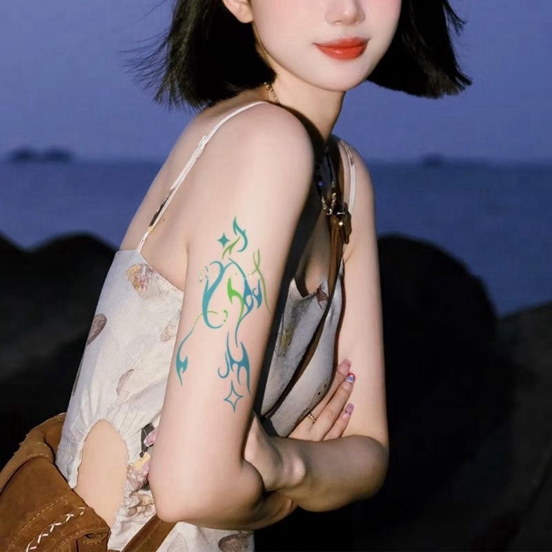 รูปแบบเปลวไฟสักสาวเซ็กซี่แขนสักสติกเกอร์รอยสักกันน้ําติดทนนาน 7 วันสติกเกอร์ผิวรอยสักปลอมชั่วคราว - รูปที่ 2