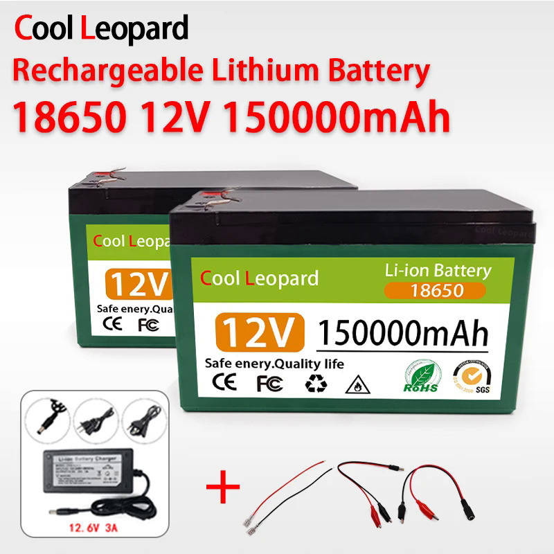 12V 18650 Lithium Battery Pack 3S6P 150000mAh Built-In High Current 80A BMS For Sprayers Electric Ve