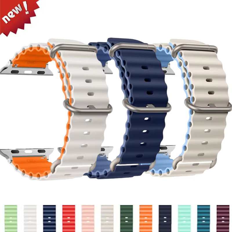 สายนาฬิกาข้อมือซิลิโคน สําหรับ Watch Ultra 9 8 49 มม. 45 มม. 44 มม. 40 มม. 41 มม. 42 มม. iWatch Ultra Serie 9 8 7 6 SE