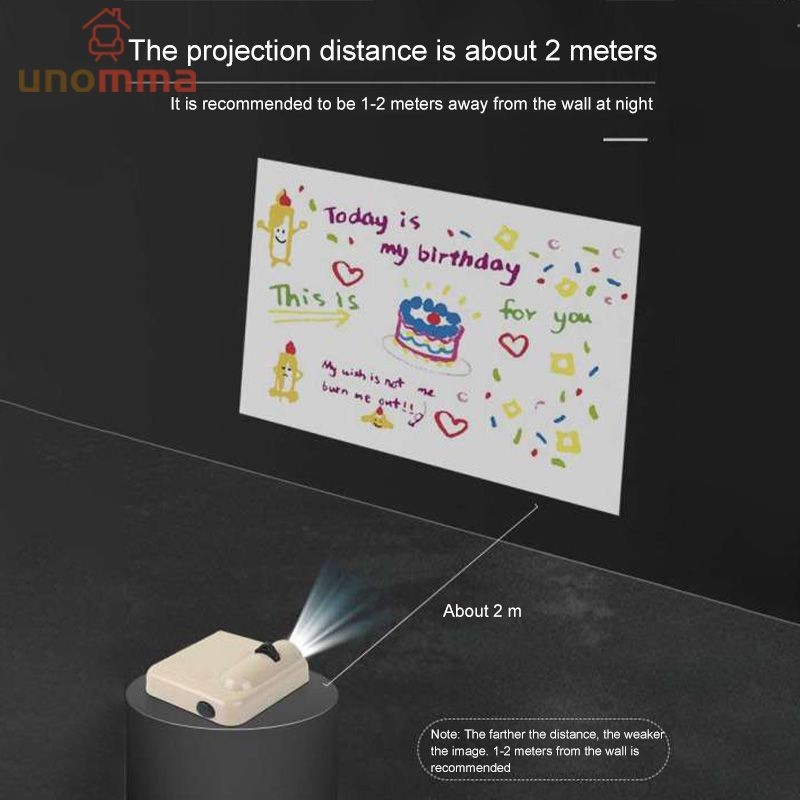 🎈โปรเจคเตอร์วันเกิด ครบรอบ Birthday projector วันเกิด ไฟถ่ายรูป โปรเจคเตอร์จิ๋ว สําหรับตกแต่ง unomma - รูปที่ 2