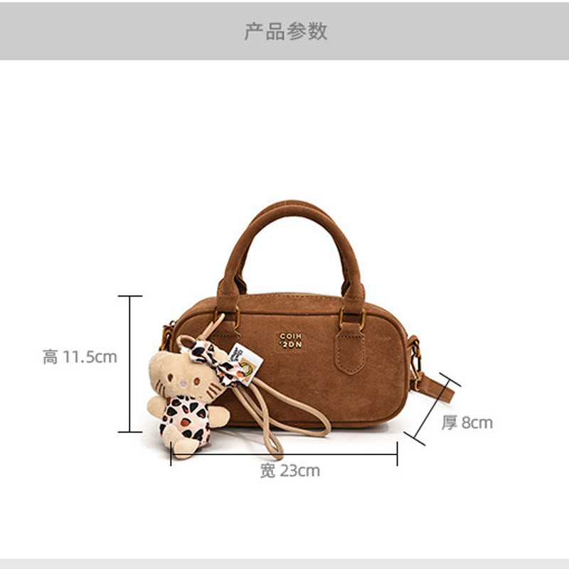 Mousoon แฟชั่นสไตล์เกาหลีพิเศษที่น่าสนใจ Frosted Suede กระเป๋าบอสตันแบบพกพาใหม่สีบริสุทธิ์ทุกการแข่งขันกระเป๋าสะพาย Messenger