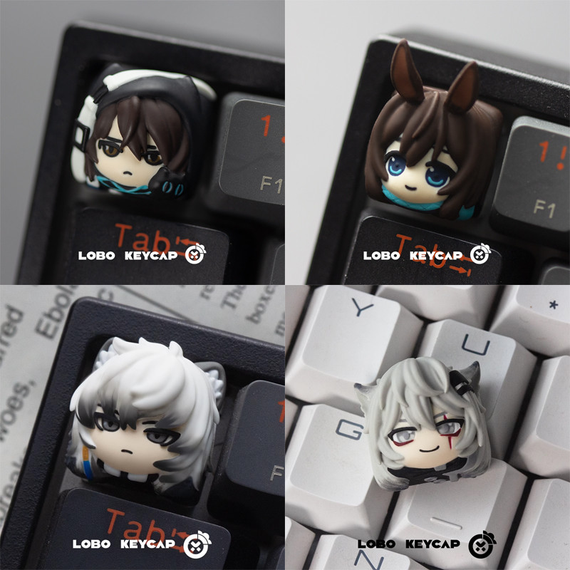Arknights Keycap 3D Creative น่ารักการ์ตูน MX สวิทช์คีย์บอร์ดเรซิ่น Keycaps DIY ส่วนบุคคล Lappland SilverAsh Texas PHANTOM Amiya อะนิเมะ Keycap