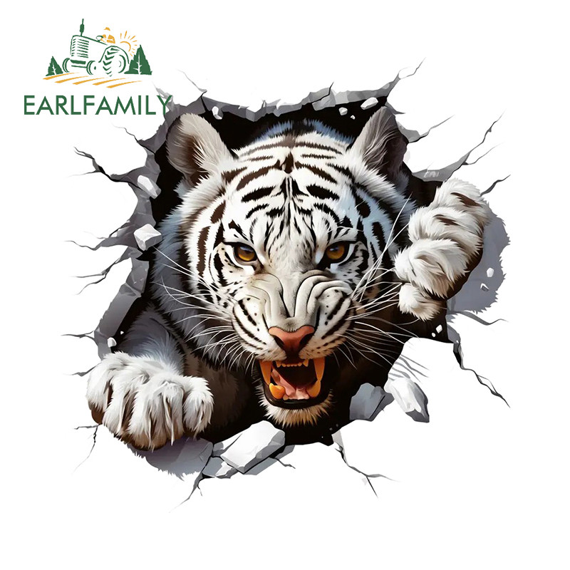 Earlfamily 13 ซม.Tiger Tear การ์ตูนรถสติกเกอร์รถจักรยานยนต์หมวกนิรภัยตู้เย็นกันน้ํา JDM ไวนิล Decals Scratch-Proof ประตูรถ Protector