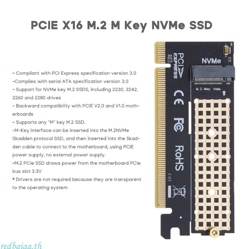 Redbaiaa M2 PCIE 3 0 การ์ดอะแดปเตอร์สําหรับ NVMe SSD M-Key 2280 60 42 30 SSD PCI-Express X16 ถึง M2 การ์ดขยาย