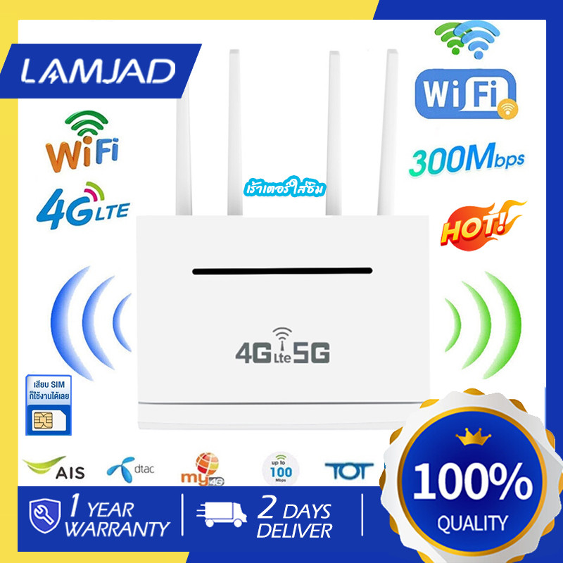 พร้อมส่ง💡เร้าเตอร์ใส่ซิม เราเตอร์ 4G/5G Router wifi 300 Mbps 2.4Ghz ใช้ได้กับซิมทุกเครือข่าย เสียบใช้เลย ไม่ติดตั้ง