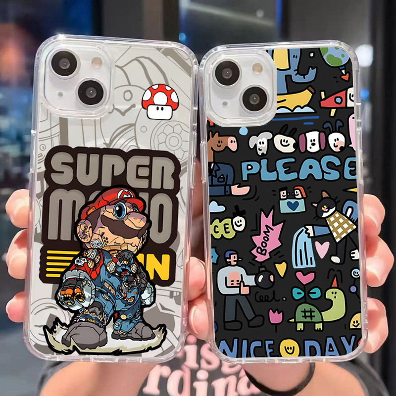 เคสโทรศัพท์หรูหราแบบไร้สายชาร์จได้สำหรับ IPhone 13 15 7Plus 16 14 12 11 Pro MAX 8 6 7 6S Plus X XR XS มาริโอซีรีส์ ราคา ถูกที่สุด ดีลบีเคเค
