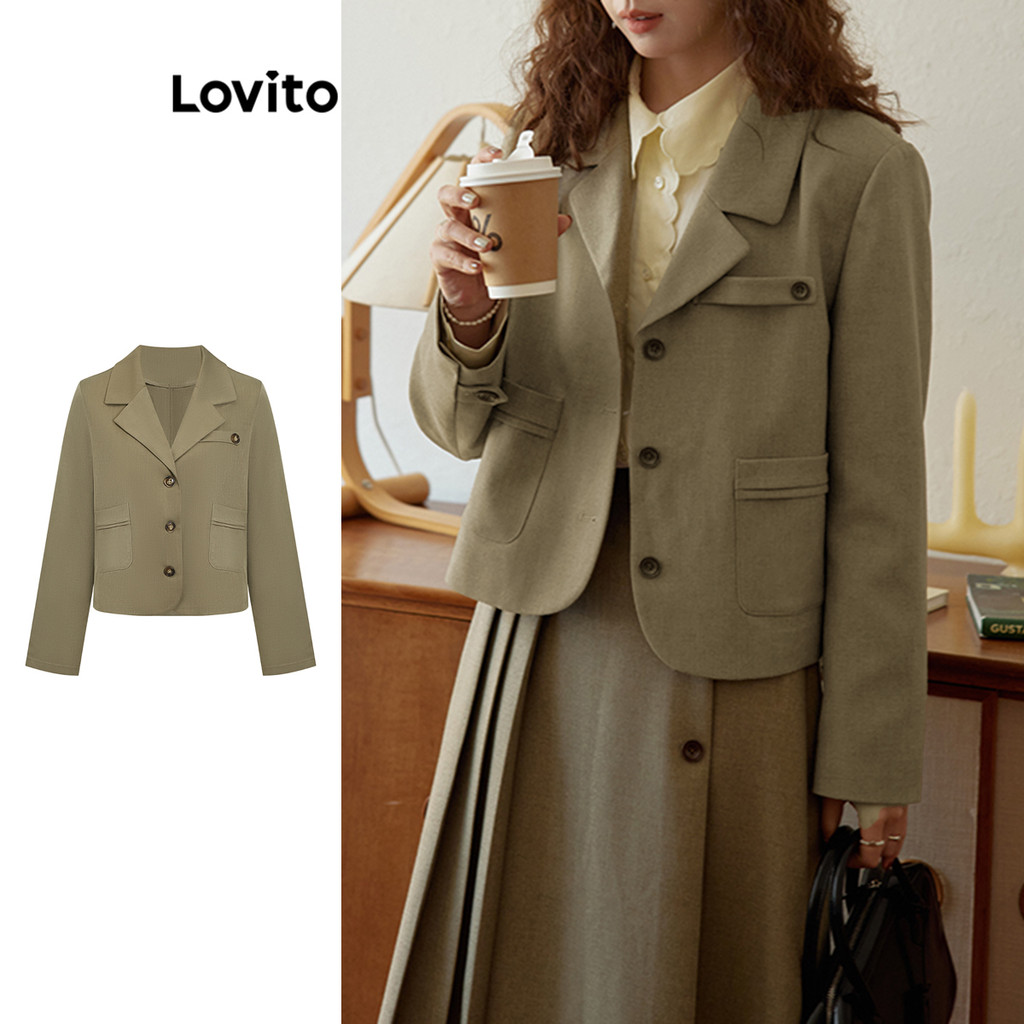 Lovito เสื้อเบลเซอร์ด้านหน้าสำหรับผู้หญิง LAD106303