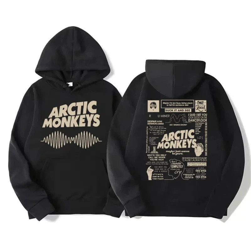 Hip Hop Hoodies สําหรับผู้ชายผู้หญิงเสื้อกันหนาวแฟชั่นสไตล์ Retro Arctic Monkeys ทัวร์เพลงพิมพ์สองด้