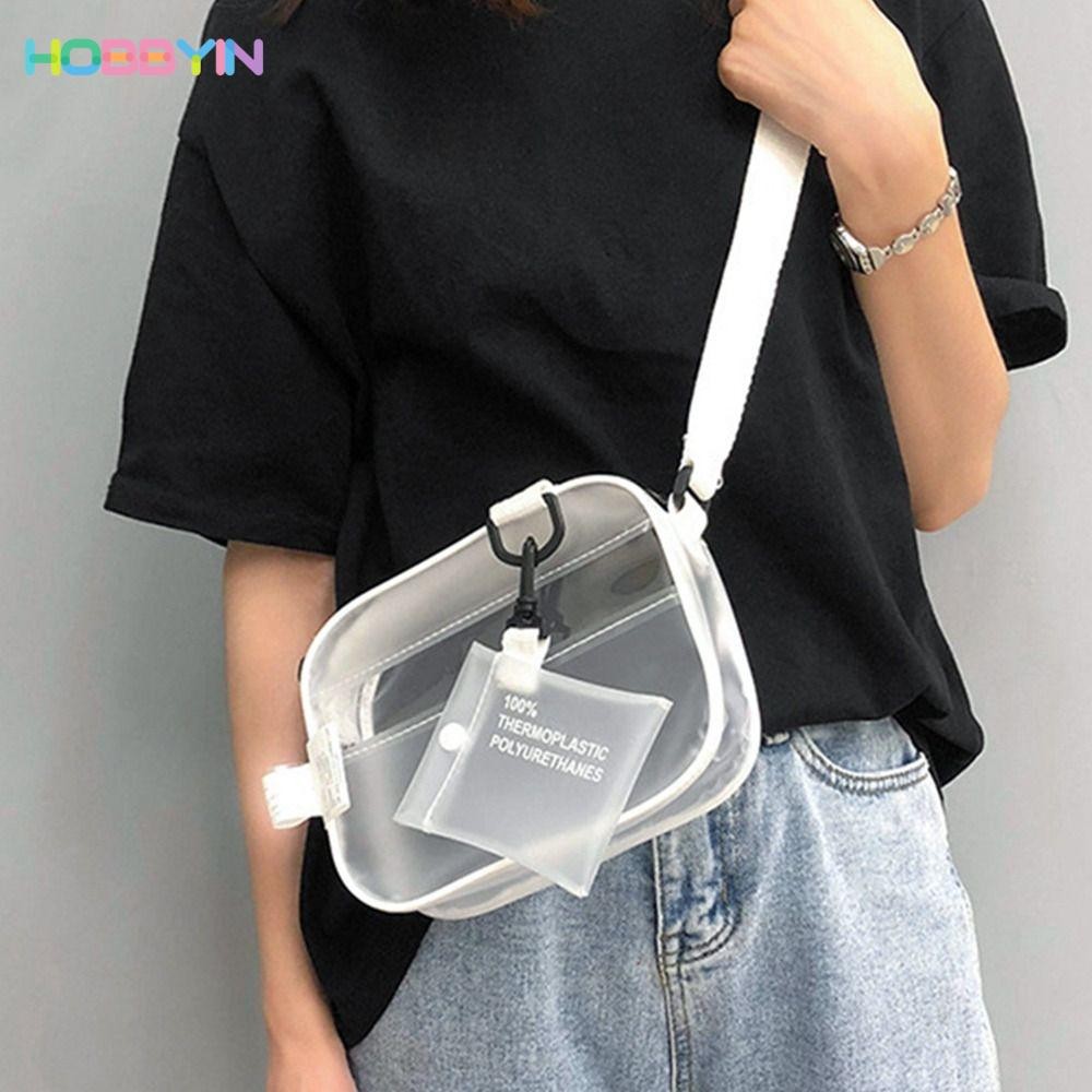 HOBBYIN กระเป๋าสะพายข้าง PVC ใส Jelly กระเป๋าถือขนาดเล็ก