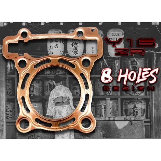 ( STD / 60 มม. / 62 มม./ 63 มม./ 65 มม./ 66 มม.) Yamaha Y16 Y16ZR Ashuka ปะเก็นฝาสูบทองแดง 8 หลุม