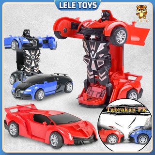 Leletoys Mini Robot Mobil Tabrakan Deformable Bugatti Lambo Deformable Car