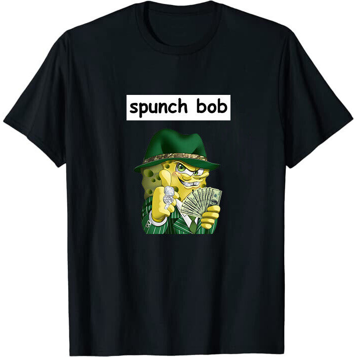 Spanch Bob Shirt Gangster Meme Classic Tee เสื้อยืด