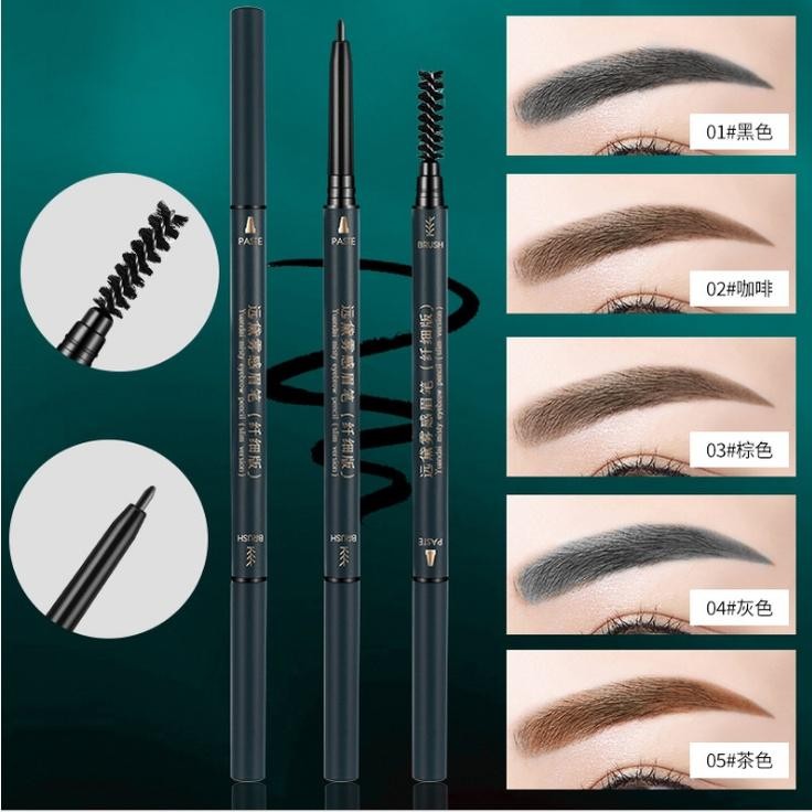 เริ่มต้นดินสอเขียนคิ้วสองหัวดินสอเขียนคิ้วบางมากติดทนนานกันน้ําและเหงื่อไม่มีรอยเปื้อนดินสอเขียนคิ้วนักร้องหญิงอาชีพดินสอเขียนคิ้วสีเขียวย้อนยุ