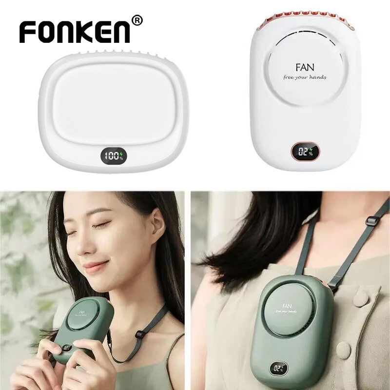Fonken แบบพกพาขี้เกียจแขวนคอพัดลม Mini Bladeless เอวคลิปพัดลม USB ชาร์จ Mute กีฬากลางแจ้งพัดลมระบายค