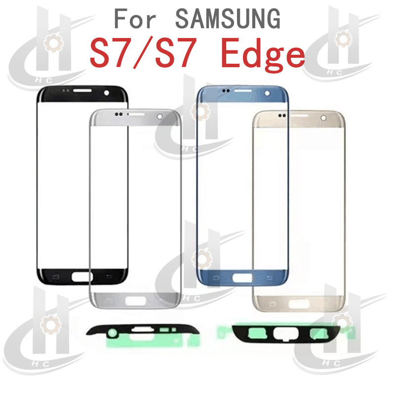 สําหรับ Samsung Galaxy S7 G930 S7 Edge G935 หน้าจอสัมผัสด้านหน้ากระจกจอแสดงผล LCD ภายนอกแก้ว LCD กาวอะไหล่ทดแทน