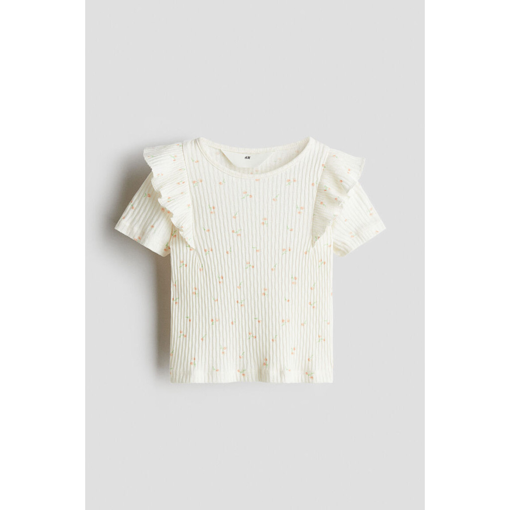 H&M(เอชแอนด์เอ็ม) เสื้อคอตตอนตกแต่งด้วยลูกเล่นฟลูซน์ เด็กผู้หญิง 1282330_2