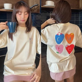 (จัดส่งตลอด 24 ชั่วโมง) oversize เสื้อยืดสไตล์ญี่ปุ่น Love collection เนื้อผ้านุ่มใส่สบาย COTTON100%