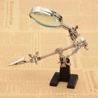 [พร้อมส่ง] ที่วางหัวแร้งบัดกรี แท่นจับยึดชิ้นงานเล็ก 2 แขนพร้อมแว่นขยาย แคลมป์ยึดแผงวงจร แท่นจับชิ้นงานบัคกรี ปากจระเข้