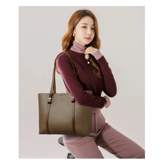 KAIDIFEINIROO Tote Bag กระเป๋าสะพายไหล่สำหรับผู้หญิง การออกแบบสีตัดกัน วัสดุหนัง ความจุขนาดใหญ่ หลายช่อง สินค้าขายดี