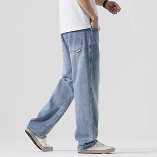 Mixseven-กางเกงยีนส์ผู้ชาย ทรงหลวม ย้อนยุค สไตล์เกาหลี baggy jeans ทรงกระบอก แฟชั่น ผ้ายีนส์นิ่ม ใส่สบาย