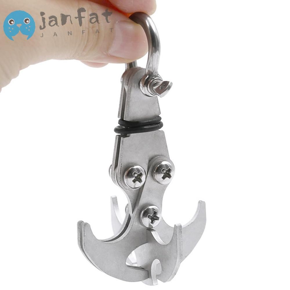 JANFAT Grappling Hook, สแตนเลสพับ Carabiners Hook, คุณภาพสูงแบบพกพาทนทาน Versatility Grappling Climbing Claw กลางแจ้ง