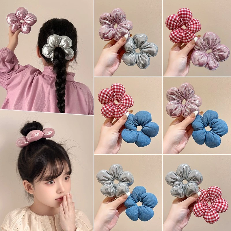 เด็กเด็กรูปดอกไม้เชือกผม Scrunchies หางม้าผูกผม Headwear เครื่องประดับผม