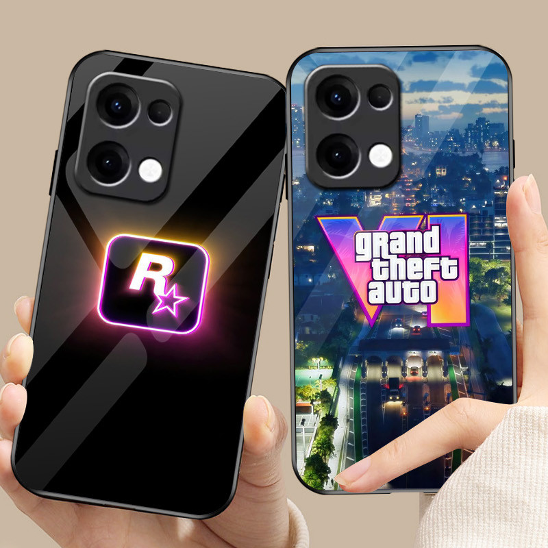 Grand Theft Auto 6 GTA VI แก้วเคสโทรศัพท์สําหรับ Oppo A54 A74 4G A79 5G A94 A3X Reno 11 12 13 11F 12