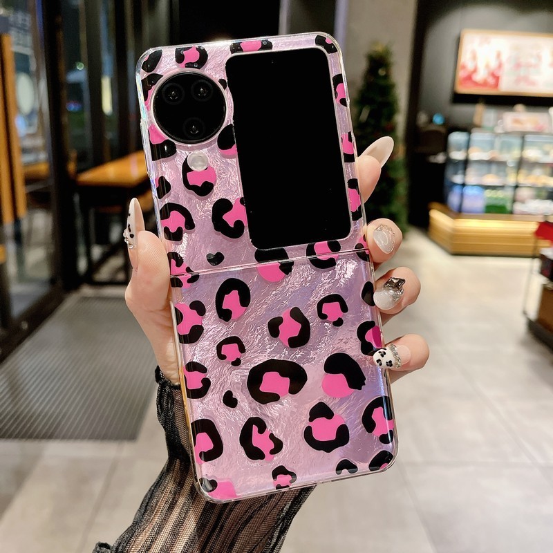 สําหรับ OPPO Find N3 Flip N2 Flip N3Flip Case Ins Pink Black Leopard Hard Flip Phone Cover Casing