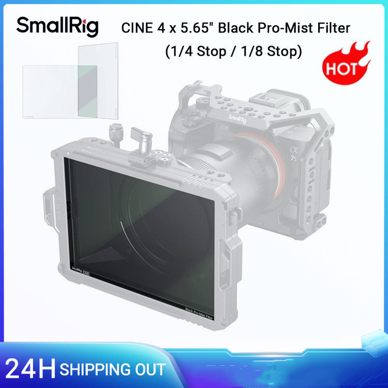 SmallRig CINE 4 x 5.65 "Black Pro-Mist Filter (1/4 Stop, 1/8 Stop) B270 Glass สําหรับ Matte Box Outd