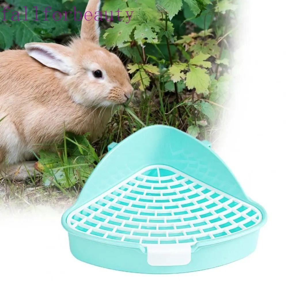 FALLFORBEAUTY กล่องครอกกระต่าย, Medium Hollowed-out Design Pet Corner Toilet Box, Portable Triangle 