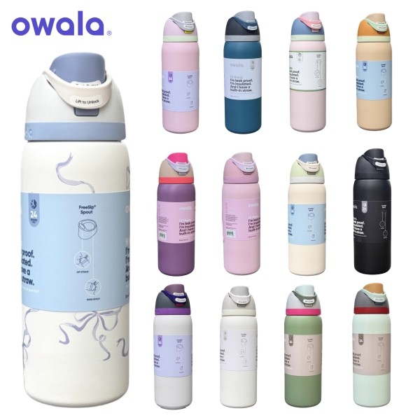 Owala ขวดฉนวนขนาด 24 ออนซ์ 32 ออนซ์ - เทคโนโลยีฟรีจิบที่จดสิทธิบัตร 100% ปราศจากกลิ่น BPA Gym & Travel Essential
