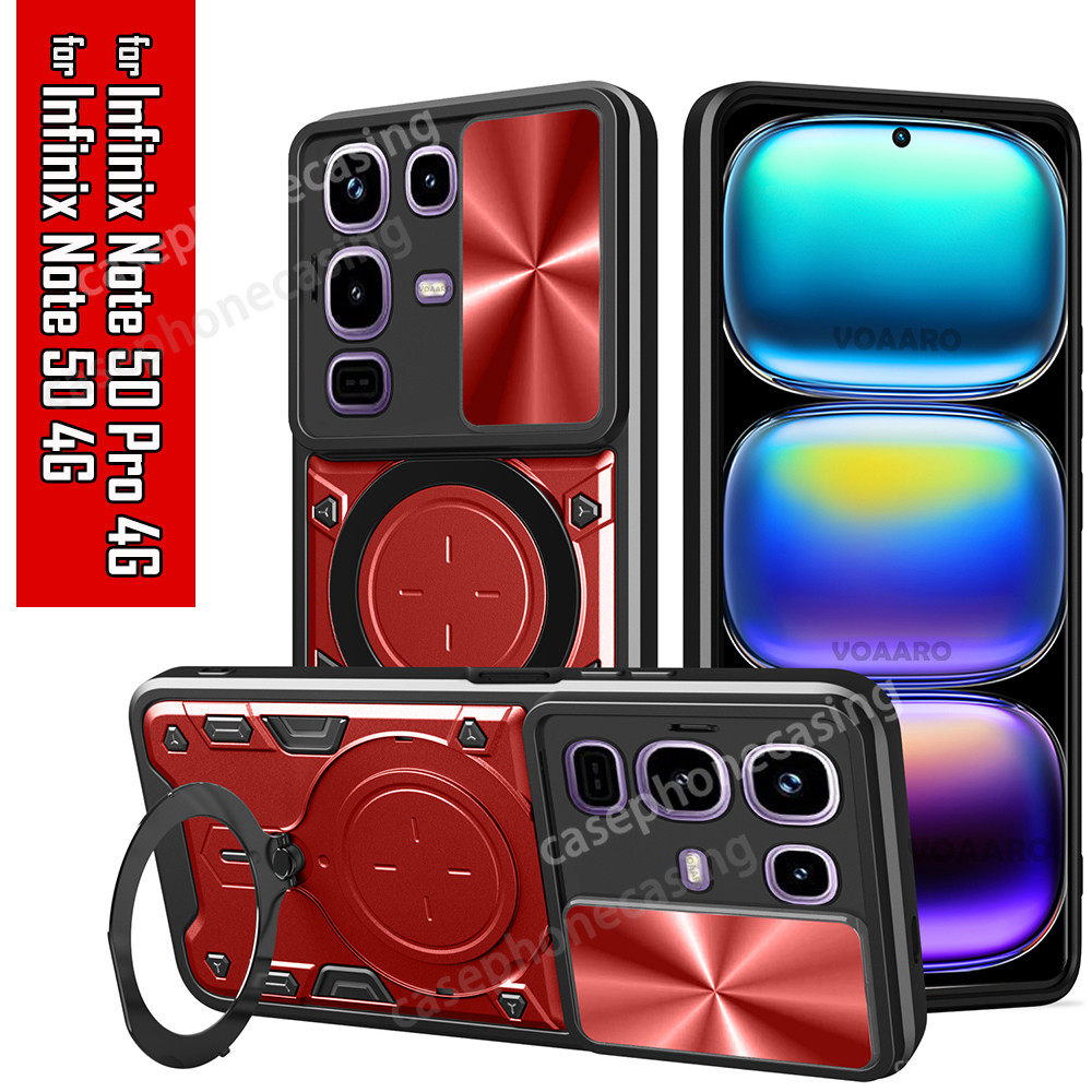 ปลอกสําหรับ Infinix Note 50 Pro + Note50 50Pro 4G Note50X Note50S 2025 เคสโทรศัพท์สไลด์กล้องเกราะแม่เหล็กผู้ถือโลหะแหวนปกหลังสําหรับ Infinix Note50