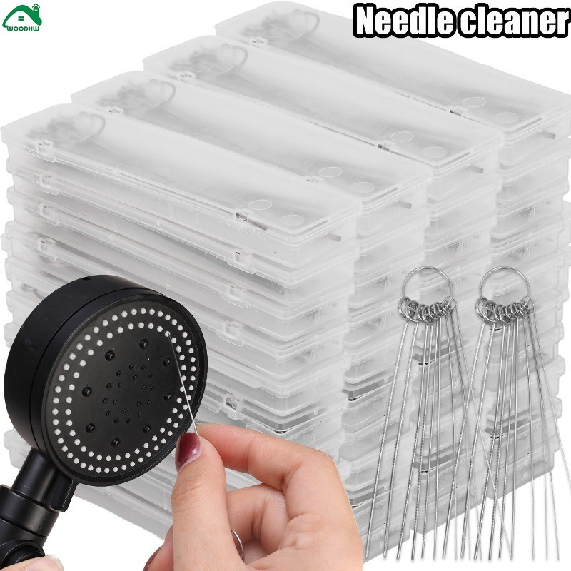 [บ้าน] 10-50PCS Showerhead ทําความสะอาดเข็ม-สแตนเลสหัวฉีดชุดทําความสะอาด-สําหรับหัวฝักบัวหลายขนาด-สําหรับหัวฝักบัวเข็มทําความสะอาด-หัวฉีดเครื่องมือทําความสะอาด