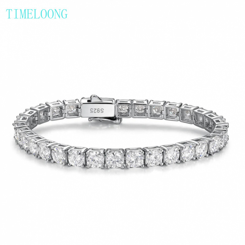 Pass Diamond Test จริง Moissanite D สีรอบตัด 2-5 มม.สร้อยข้อมือเทนนิสเพชรสําหรับผู้หญิงผู้ชาย 925 เงินสเตอร์ลิง Elegant Fine เครื่องประดับของขวัญ