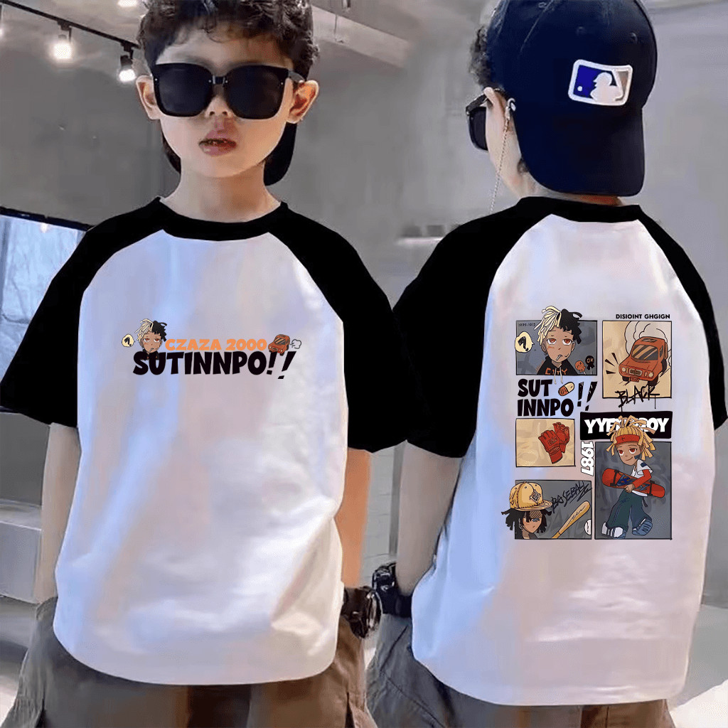 (จัดส่งตลอด 24 ชั่วโมง）เด็กชาย 8-14ปี เสื้อใต้แขนสั้นแบรนด์เทรนด์ ผ้าแตนหนาทึบ ลายตัวละครฮีโร่