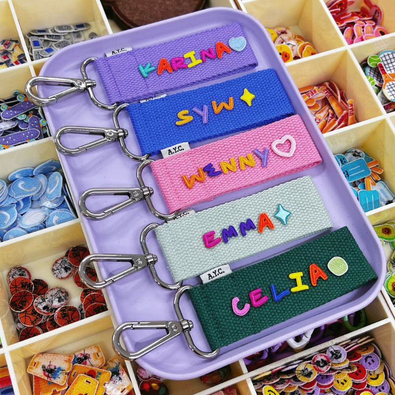 สายพวงกุญแจผ้า DIY Baggage Tag Design กระเป๋าเป้สะพายหลังคีย์ขายส่งจํานวนมากอุปกรณ์เสริม