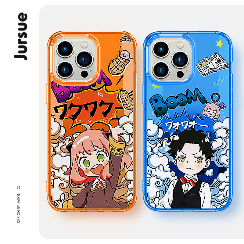 JURSUE เคสคู่ เคสไอโฟน คู่รัก กันกระแทกนุ่มการ์ตูนน่ารักตลก เคสโทรศัพท์ for iPhone 16 15 14 13 12 11