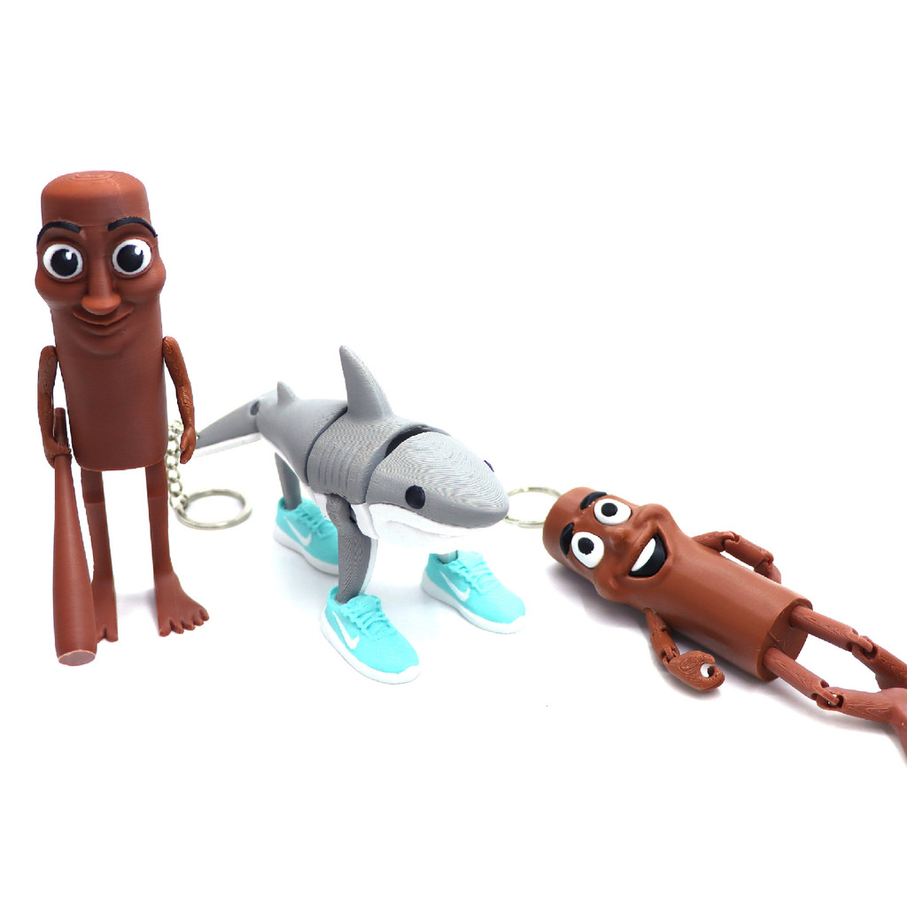 3d การพิมพ์ Tungsahur และ tralalo Shark Figure tung Arm Movable Figure