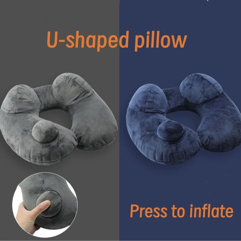 หมอนรองคอ ง่ายต่อการพกพา หมอนรองคอรถยนต์ หมอนเดินทาง U พนักพิงแบบพอง รองคอ inflatable pillow