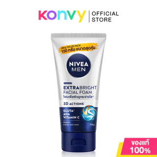NIVEA Men Foam นีเวีย โฟมล้างหน้าสำหรับผู้ชาย 150g (Oil Clear/Extra Bright/Extra Bright Mud/Deep Acne Scrub)